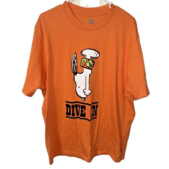 Levi's Snoopy Collab Orange T Shirt Dive In Size Large - Picture 2 of 6